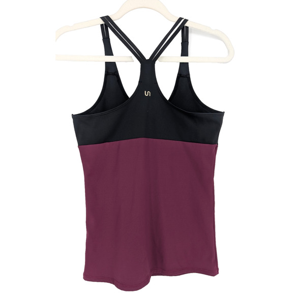 Urban Savage Womens Black Purple Mesh Inset Racerback Tank Small Active Yoga - Picture 4 of 7